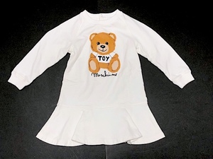  two point successful bid free shipping! 2A48 Moschino baby Kids print Bear long sleeve reverse side nappy frill One-piece 86cm/18-24 months girl 