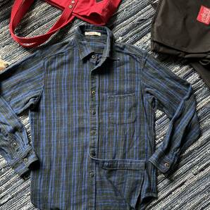 超美品 日本製 45rpm 高品質フランネル 鮮やかチェックデザインシャツ メンズ 長袖シャツ size2(M) 45アールピーエムスタジオ(株)の画像5