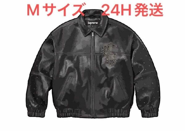 Supreme Gem Studded Leather Jacket black