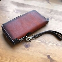 【土屋革具 】メンズ　財布 長財布 ラウンドファスナー 牛革 ヌメ革 1円 　ハンドメイド　 ロングウォレット　新品　未使用　ブラウン_画像6