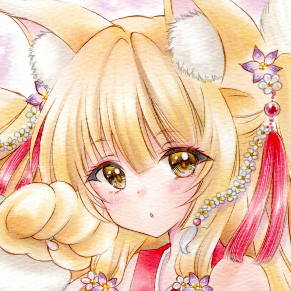 Original Fox Shrine Maiden Doujin Hand-Drawn artwork illustration A4 ★Free shipping/anonymous delivery★, comics, anime goods, hand drawn illustration