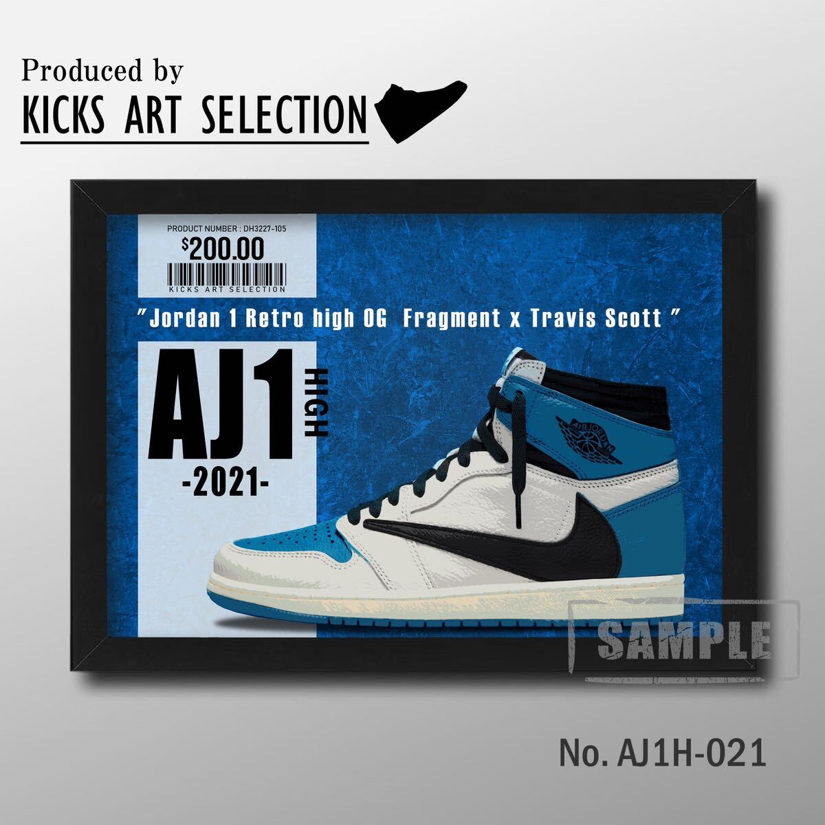 Air Jordan 1 High Travis Fragment/Sneaker Art Poster, Articles faits à la main, intérieur, marchandises diverses, autres