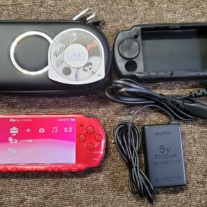 【管C003】　 SONY PSP プレイステーションポータブル PSP-3000 レッド + メモリースティックDuo2GB