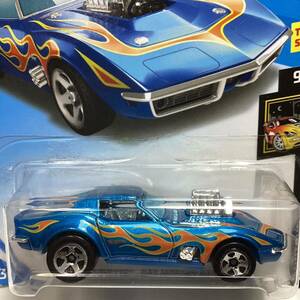 ☆ホットウィール☆ '68 シボレー　コルベット　水色　ガスモンキー ガレージ　Hot Wheels