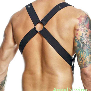 ＊新品未使用 MaleBasics Leather Faux Crossback Harness DMBL05 正規品 セクシーハーネス ボンデージ エロティックメンズ下着 リングの画像5