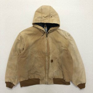 ●carhartt カーハート アクティブジャケット パーカー 革パッチ ダック地 コットン100％ ベージュ/ブラウン系 サイズ2XL メンズ 1.42㎏●