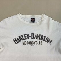 ■90s USA製 HARLEY DAVIDSON ハーレーダビッドソン サーマルカットソー 長袖ロンT ロゴプリント アメリカ古着 サイズXL 白/0.38kg■_画像3