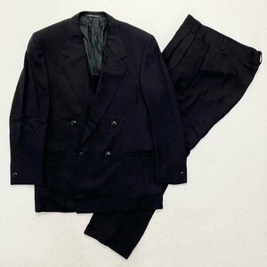 ●GIANNI VERSACE ジャンニ ヴェルサーチ セットアップ スーツ ジャケット パンツ ダブル イタリア製 ブラック系 サイズ52 メンズ 1.25kg●