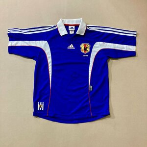 ★サイン入り adidasアディダス 2000年 日本代表 サッカーウェア 襟付きユニフォーム ブルー サイズL アジアカップ 0.2kg★