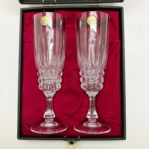 ◆【ジャンク品】KAMEI GLASS カメイガラス DU9028-2 クリスタルダルク シャンパン グラス ペア ゴールドラベル 現状品 (E1)N/S60409/1/0.6