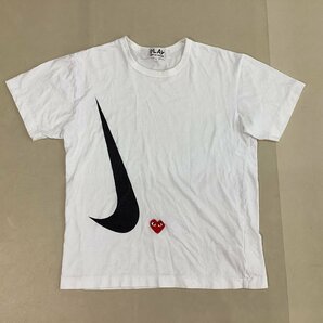 ■【送料198円】PLAY COMME des GARCONS x NIKE プレイ コムデギャルソン ナイキ コラボTシャツ 半袖 綿 レディース サイズL 白/0.18kg■の画像1