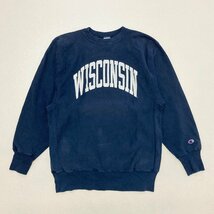 ●90s Champion チャンピオン リバースウィーブ スウェット トレーナー カレッジ スクール WISCONSIN 刺繍タグ サイズXL メンズ 0.68kg●_画像1