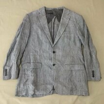 ■BURBERRY LONDON バーバリー ロンドン ジャケット 麻 春夏 長袖 上着 シングル ボタン 三陽商会 メンズ グレー / 0.58kg■_画像1