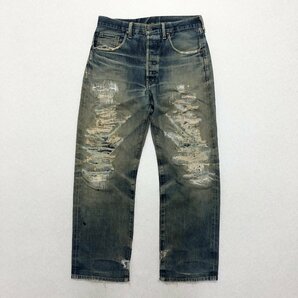 ●90s Levi's リーバイス デニムパンツ 503B ビッグE 革パッチ ボタン裏刻印J22 赤耳 ボタンフライ ダメージ加工 W33/L36 メンズ 0.75kg●の画像1