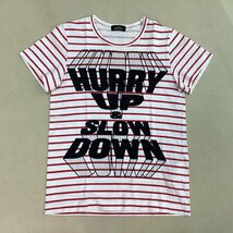 ■【送料198円】tricot COMME des GARCONS トリコ コムデギャルソン ボーダープリントTシャツ 半袖 レディース サイズ不明 白赤/0.12kg■_画像1