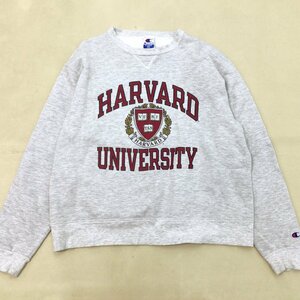 ■90s Champion チャンピオン スウェット トレーナー サイズXL カレッジロゴ HARVARD 3段プリント 刺繍青タグ 杢グレー /0.52kg■