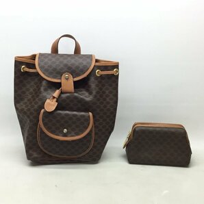 ■CELINE セリーヌ リュック マカダム柄 小物入れポーチセット 両方とも難あり品 中古品/0.77kg■の画像1