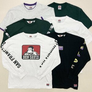 ●BEN DAVIS ベンデイビス 6点 トップス Tシャツ 長袖 半袖 バックプリント 丸首 クルーネック メンズ サイズMIX 卸 現状品 2.0kg●