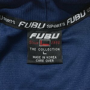 ●90s FUBU フブ ベースボールシャツ トップス 半袖 ユニフォーム スポーツ 野球 刺繍 ワッペン ブルー/イエロー サイズL メンズ 0.53kg●の画像7