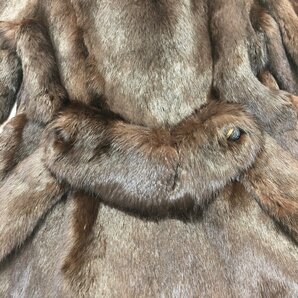 ●ミンクファー コート ロングコート リアルファー MINK 毛皮 本革 ガウン ローブ フック開閉 ブラウン size9 レディース 2.17㎏●の画像8