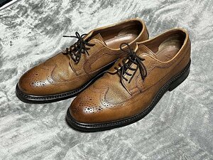 Clarks クラークス Brown Lace-Up Brogue Pebbled Leather Wingtip ペブルレザー　レザーソール　26.5cm　～　27cm