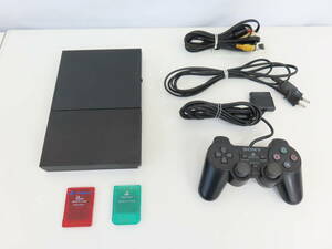 KSI-18【 PS2 本体 】 薄型 SCPH-90000 黒 メモリーカード2点 現状品 通電のみOK