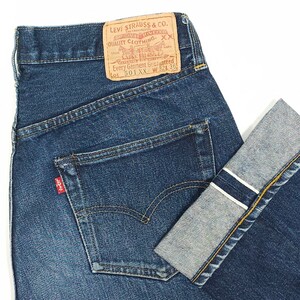 米国製Levi'sリーバイス☆501XXヴィンテージ復刻ジーンズW32ジーパン赤耳デニムパンツBIG-EビッグEボタン裏555バレンシアアメリカ製USA製