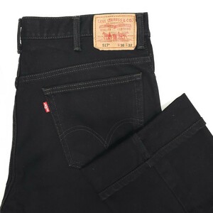 美品！Levi'sリーバイス☆517-0260ブラックデニムブラックジーンズ後染めブーツカットフレアパンツベルボトムW38スモールe赤タブメキシコ製