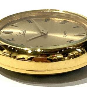 bk-723 Taika タイカ 懐中時計 和装時計 金文字盤 ポケットウォッチ ゴールド クォーツ ローマン数字(O152-3)の画像7