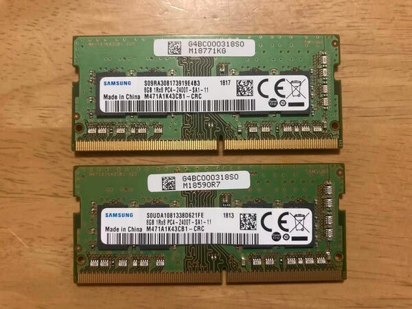 SAMSUNG 8GB×2枚 計16GB DDR4 2400 PC4-2400T M471A1K43CB1-CRC