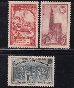 * France * memory {g Lego wa-ru raw .1400 year other }1939 year /NH/3 kind ./Scott#389~391