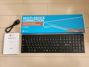 【1円スタート】iclever ic-bk23 ブラック Bluetooth ワイヤレスキーボード 充電式Type-C 3台同時接続可能 無線