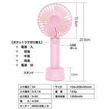 携帯扇風機 扇風機 ミニ扇風機 ミニファン かわいい おしゃれ 手持ち扇風機 グリーン ハンディファン ハンディ扇風機 ハンディ 扇風機_画像3