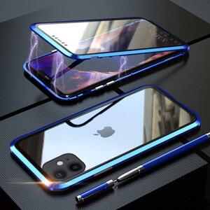 新品未使用 iphone11 ケース 両面ブルー ガラスケース
