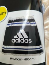 新品 アディダス adidas ラップタオル キッズ ジュニア スイミング 水泳 ウエストゴム ネームタグ スナップボタン ネイビー_画像2