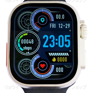 送料無料 Apple Watch 代替品 2.19インチ 大画面 S9 Ultra スマートウォッチ ブラック 音楽 健康 通話 多機能 スポーツ 血中酸素 防水 血圧の画像2