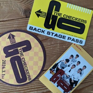 映画◆THE CHECKERS チェッカーズ「GO」 1987 CONCERT TOUR 使用済チケット半券と記念ステッカーとコースターの画像1