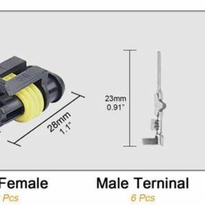 ampコネクター 2P 防水コネクター 2ピン オス メス 1セット 防水カプラー 自動車 トラクター トラック 建設機械 などの画像2