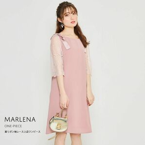 tocco closet トッコクローゼット 肩リボン パーティードレス ワンピース くすみピンク M 春