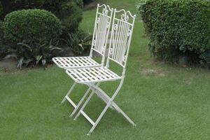  free shipping gran shu man antique style salon dujaru Dan garden chair 2 legs set iron folding white new goods 