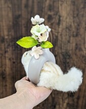 　**TAMA**　【抜けない！白いシマリス】　りす　縞栗鼠　羊毛フェルト　ハンドメイド 　一輪挿し_画像3