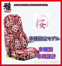 【MIYABI/国内製/金華山】★桜 桜柄 シートカバー/レッド★日産UD 新型 クオン H23/～H29/3 運転席＋助手席セット(TS-N011-B)_画像1