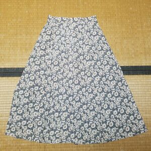 ロングスカート 花柄 カーキ 総模様 総柄 日本製 マーガレット