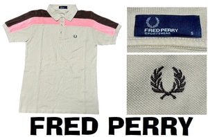 新品同然70’SビンテージSTYLEフレッドペリーFredPerry刺繍入り半袖ポロシャツ★鹿の子ｘパイル切り替え★Ｓ