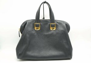 1円スタート！FENDI フェンディ Chameleon カメレオン 2WAY ショルダーバッグ ハンドバッグ ポシェット レザー ブラック 8BL110