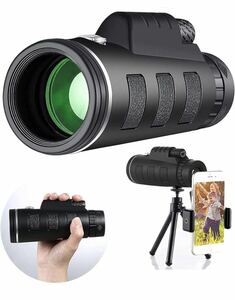  Star scope single eye telescope,40X60 height magnification Star scope monocle,HD FMC single eye,BAK4 lens waterproof, smart phone holder . three with legs (Black)/934