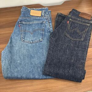 Levi's Levi's 703 EDWIN Vintage relax Fit strut Denim jeans W31 L28 leather patch used processing together 2 ps 