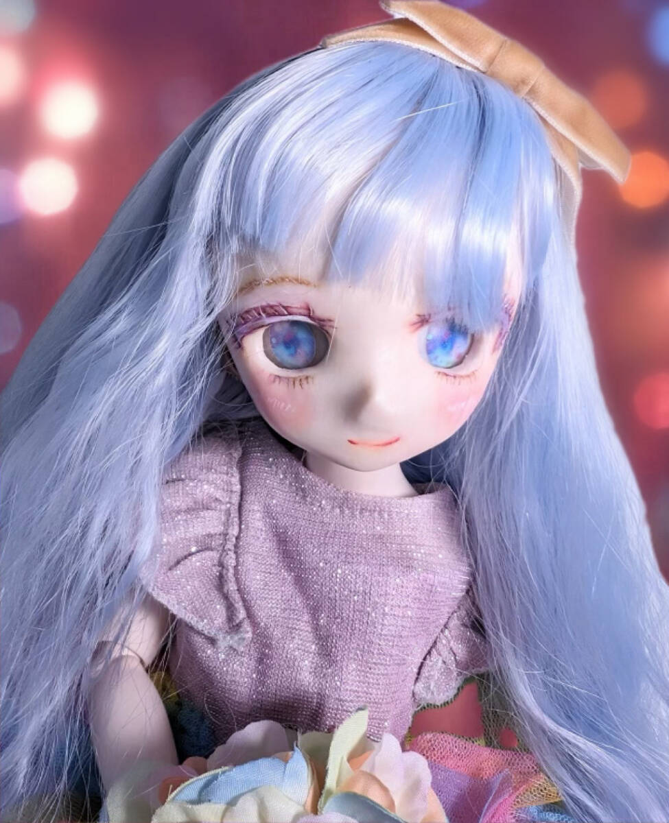 *イラスト付き DDH-01番 カスタムヘッド SW肌 セミホワイト肌 ソフビ盛り 碁石アイ2組 MDD DD 虹色あめ玉館 VOLKS メイクカスタム DOLL, 人形, キャラクタードール, ドルフィードリーム, パーツ