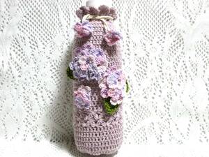 * hand made * hand-knitted * lacework * purple . flower. PET bottle cover *500ml*