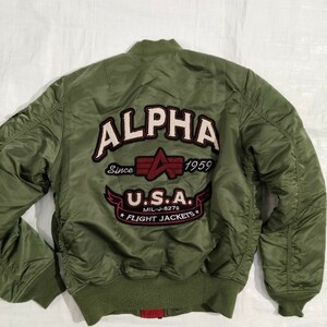 アルファインダストリーズ ALPHA industries ma-1 フライト ジャケット Ｌバック　サガラワッペン　シニール　ワッペン　バックロゴ　MA-1